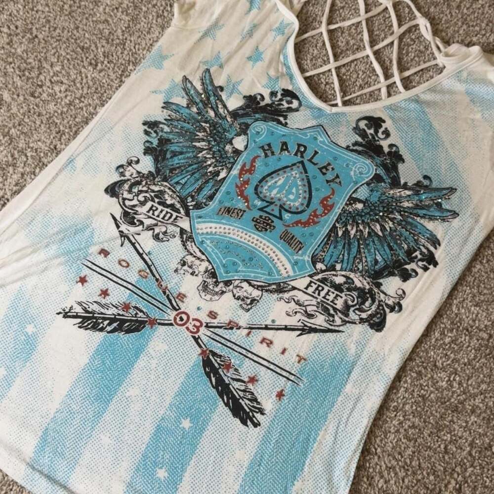 Harley-Davidson Rogue Spirit Wings Graphic Cage Back Tank Top